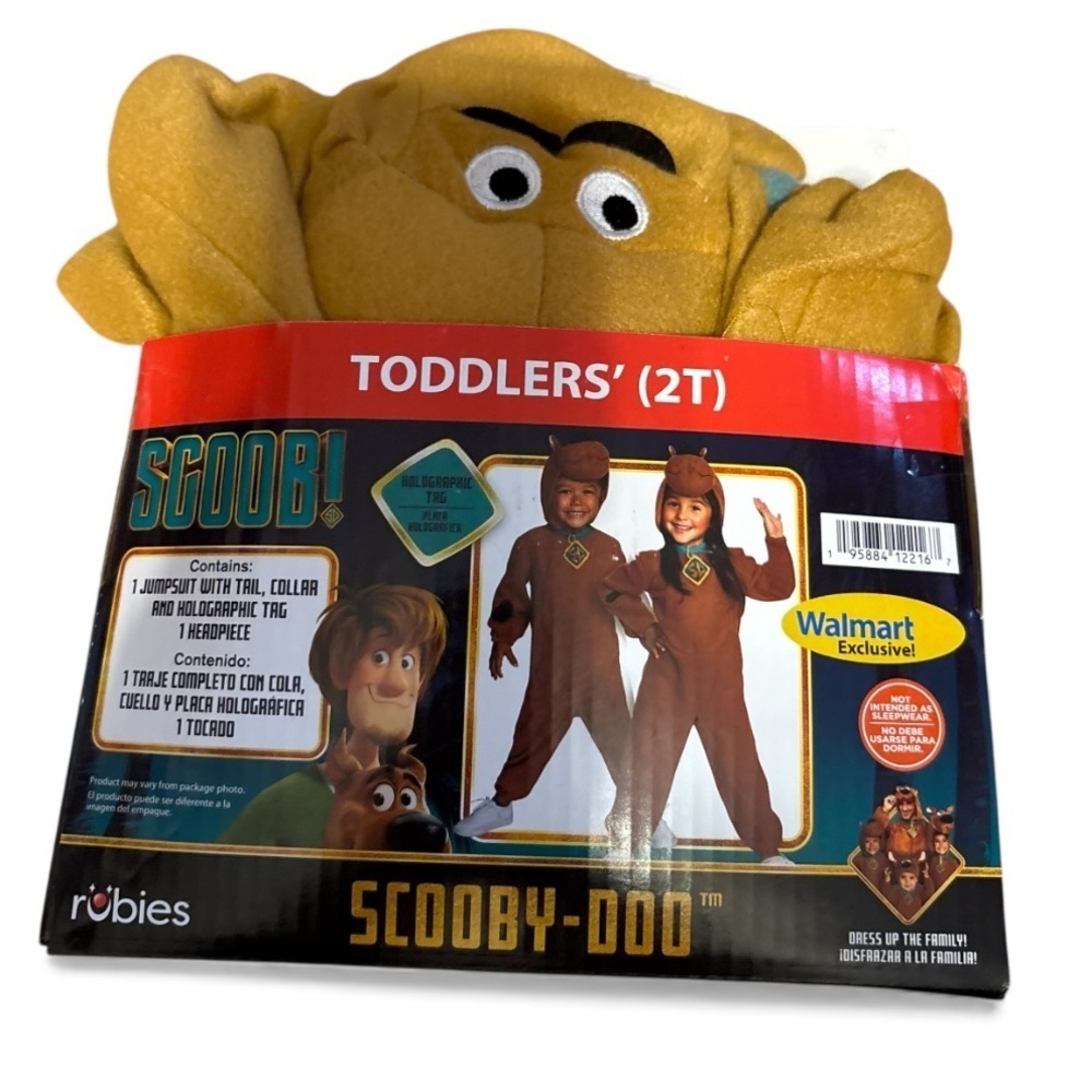 Rubie's Scooby-Doo Toddler Costume 2T NEW One Piece Jumpsuit Hooded Tan